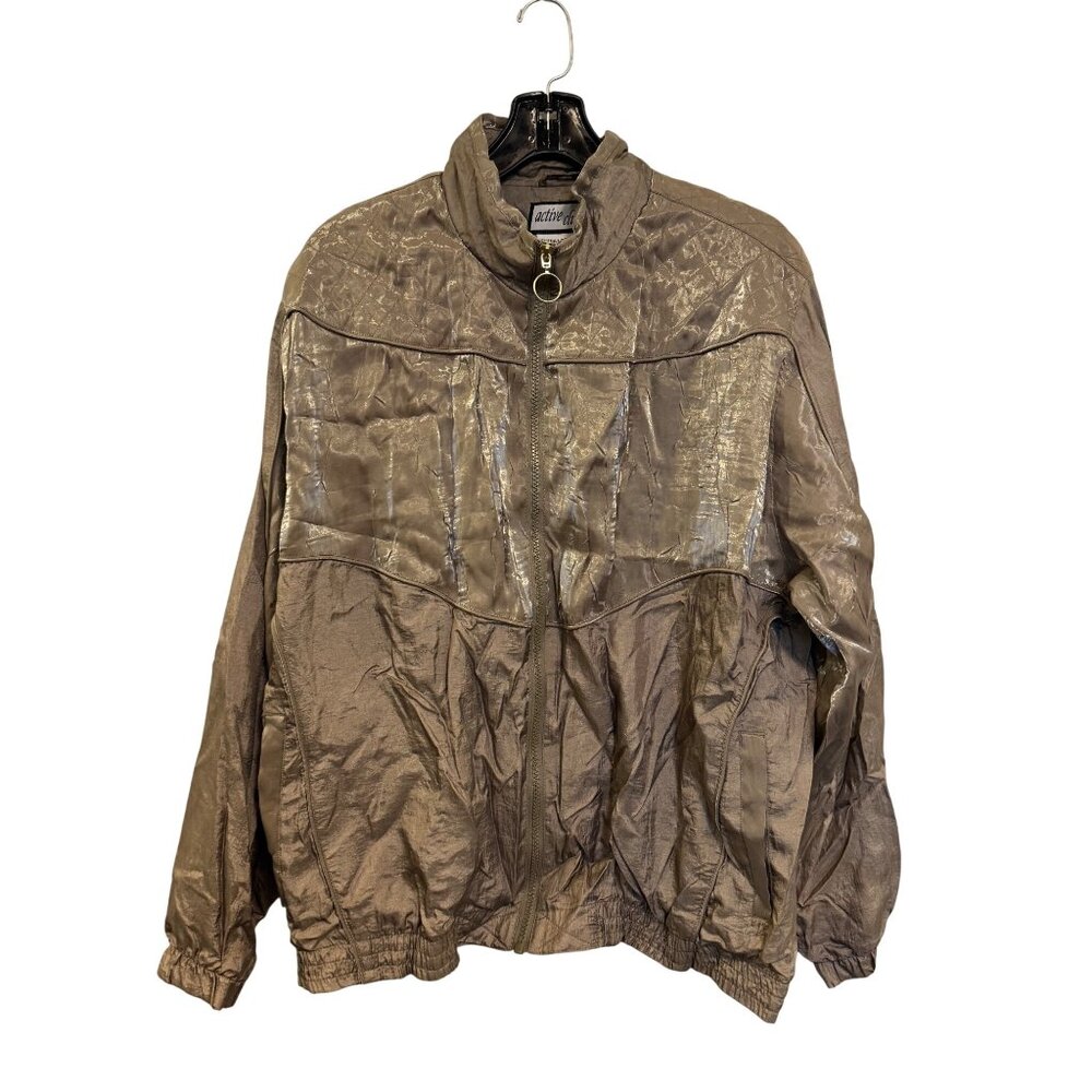 Vintage Active Club Metallic Bronze Quilted Lightweight Windbreaker Jacket XL